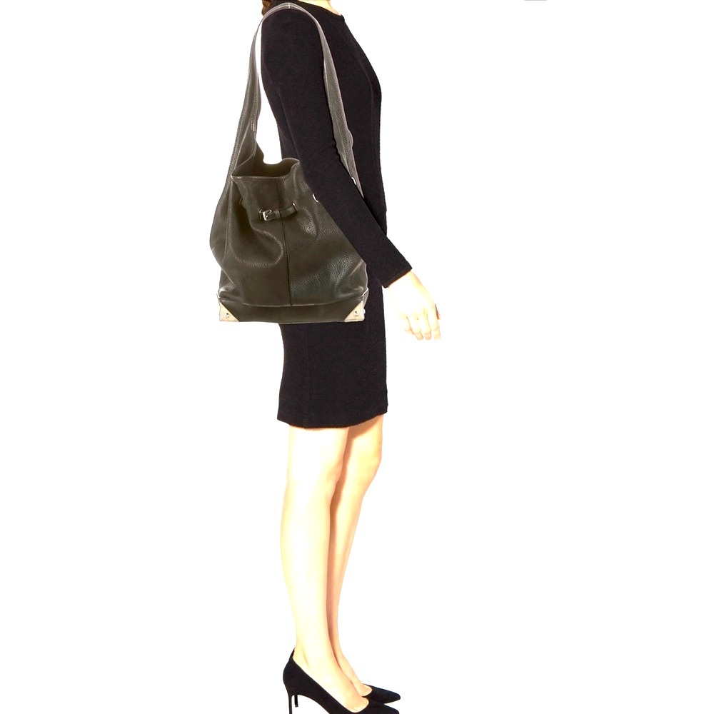 ALEXANDER WANG ROBYN dark grey distressed Bag Drawstring Bucket Pouch$ 950